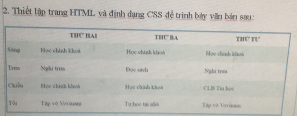 Thiết lập trang HTML và định dạng CSS đề trình bày văn bản sau: