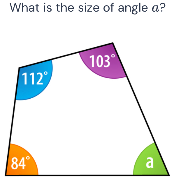 What is the size of angle a?
103°
112°
84°
a