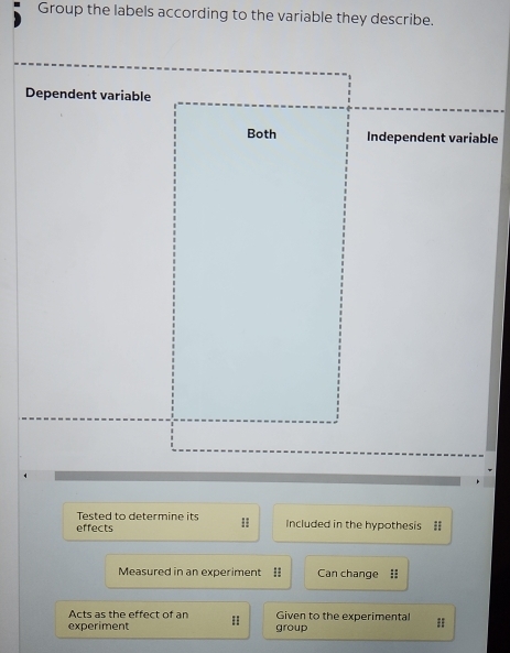 Solved: Group the labels according to the variable they describe ...