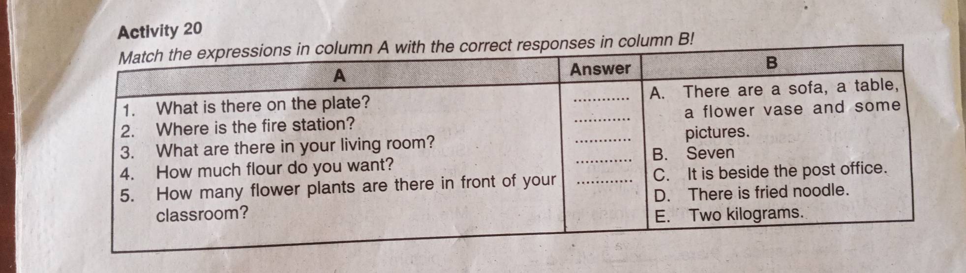 Activity 20 
column B!