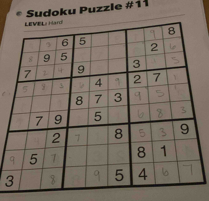 Sudoku Puzzle #11 
3