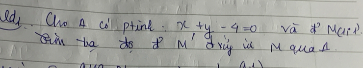 Rd Cho A co ptine. x+y-4=0 và MGiD. 
aim tha do M dxig ià quan.