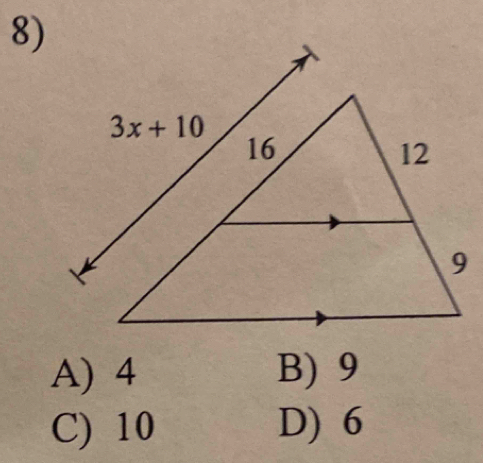 A) 4 B) 9
C) 10 D) 6