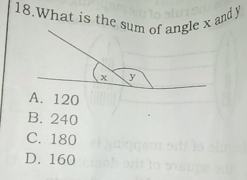 What is the se x and y
A. 120
B. 240
C. 180
D. 160