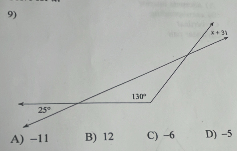 A) -11 B) 12
C) -6