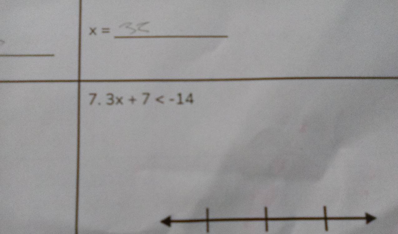 x= _ 
_ 
7. 3x+7