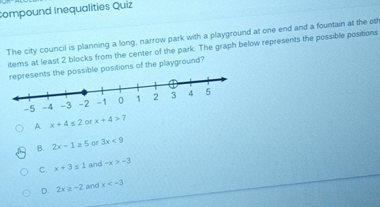 Solved: Compound Inequalities Quiz The city council is planning a long ...