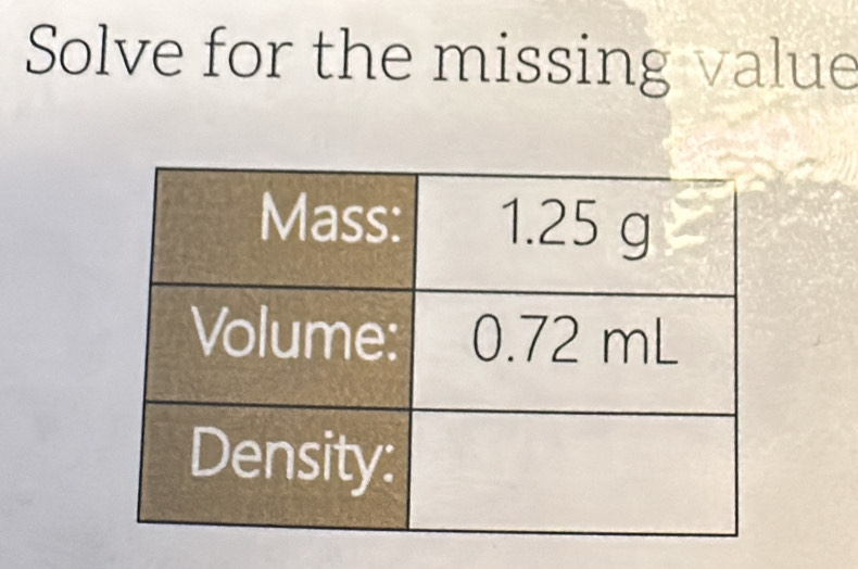 Solve for the missing value