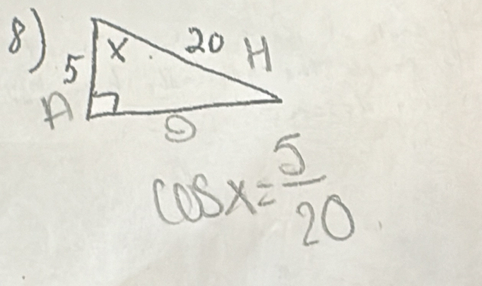 cos x= 5/20 