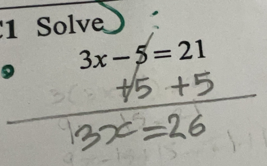 Solve 
9
3x-5=21