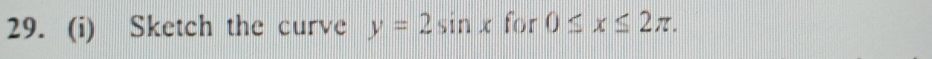 Sketch the curve y=2sin x for 0≤ x≤ 2π.