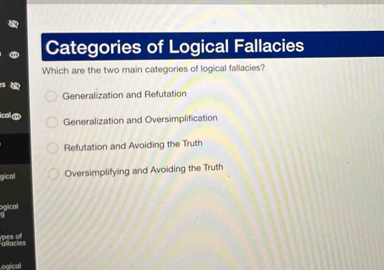 Solved: Categories of Logical Fallacies Which are the two main ...