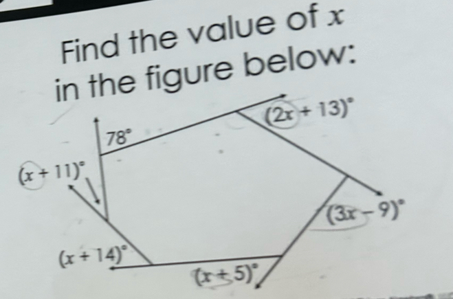 Find the value of x
in the figure below: