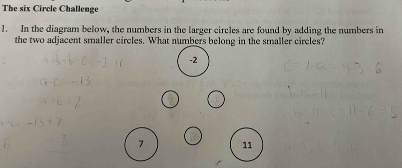 Solved: The six Circle Challenge 1. In the diagram below, the numbers ...