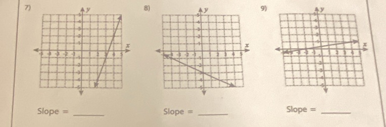 8)9) 

Slope = _Slope = _Slope =_