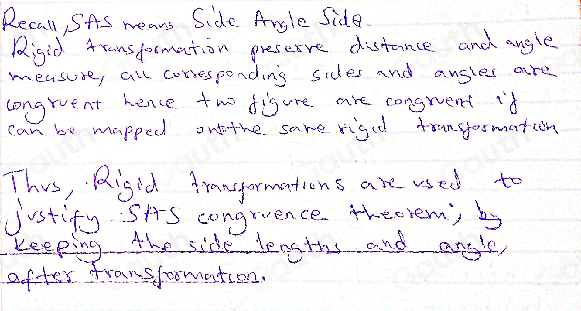 Solved: How are rigid transformations used to justify the SAS ...