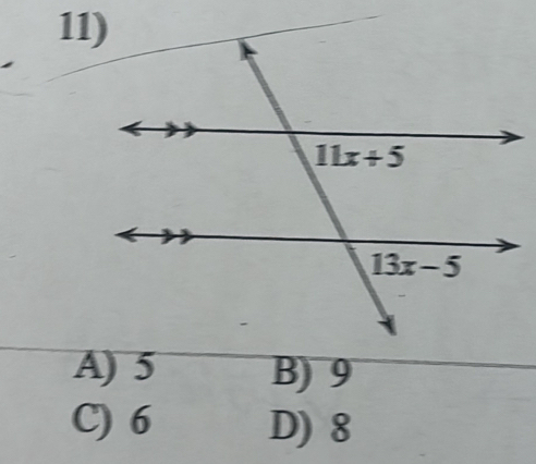 A) 5 B) 9
C) 6 D) 8