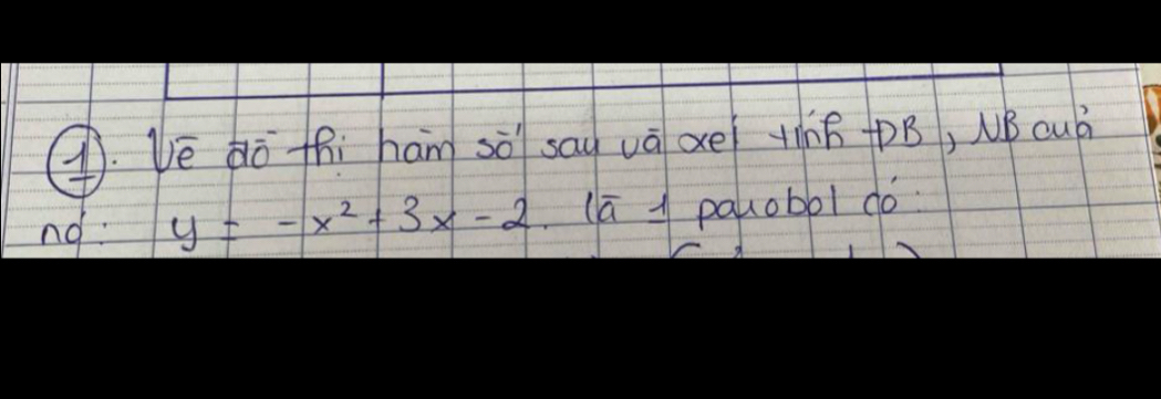 ④. Ve dō fhì hám sò say và xe ié B, MB cubì 
nd: y=-x^2+3x-2 (ā palobbl do