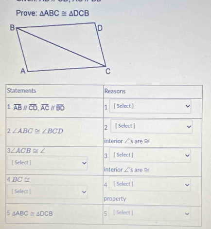 Prove: △ ABC≌ △ DCB
S