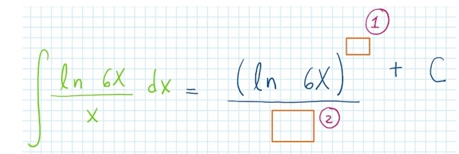 ∈t frac ln (x)xdx=frac (ln (x))^frac (1(□)^C