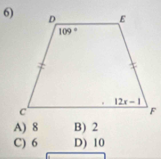 A) 8 B) 2
C) 6 D) 10