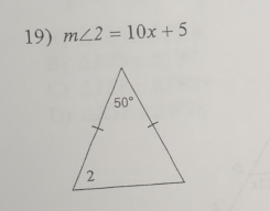 m∠ 2=10x+5