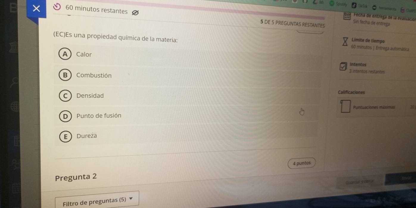 Resuelto:ef cantient Cut 60 minutos restantes 5 DE 5 PREGUNTAS ...