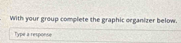 With your group complete the graphic organizer below. 
Type a response