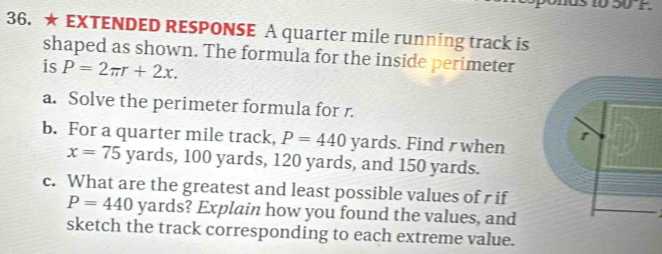 Solved: ★ EXTENDED RESPONSE A quarter mile running track is shaped as ...