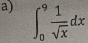 ∈t _0^(9frac 1)sqrt(x)dx