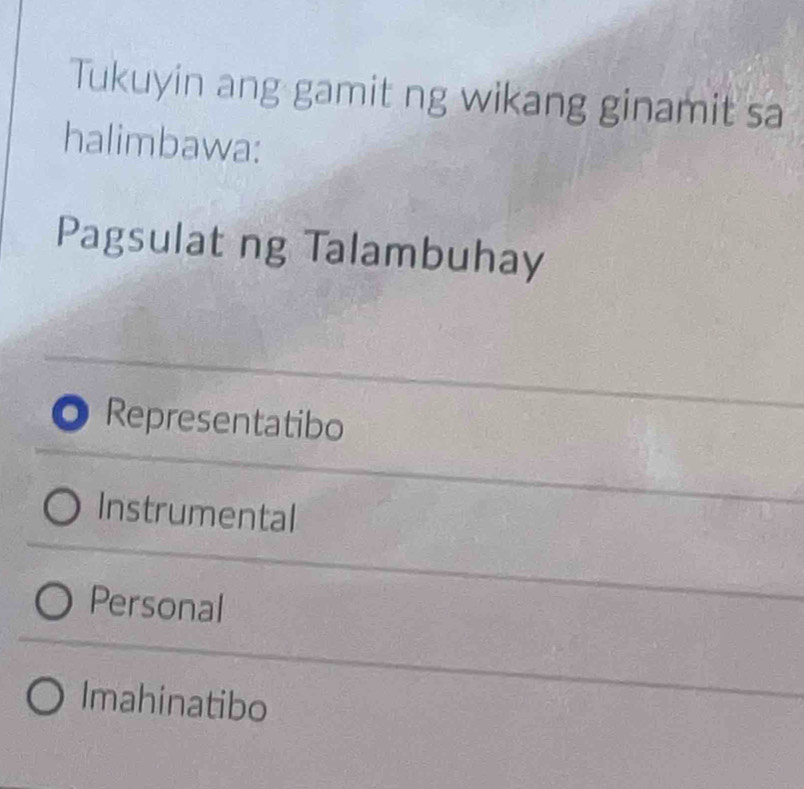 Solved: Tukuyin ang gamit ng wikang ginamit sa halimbawa: Pagsulat ng ...