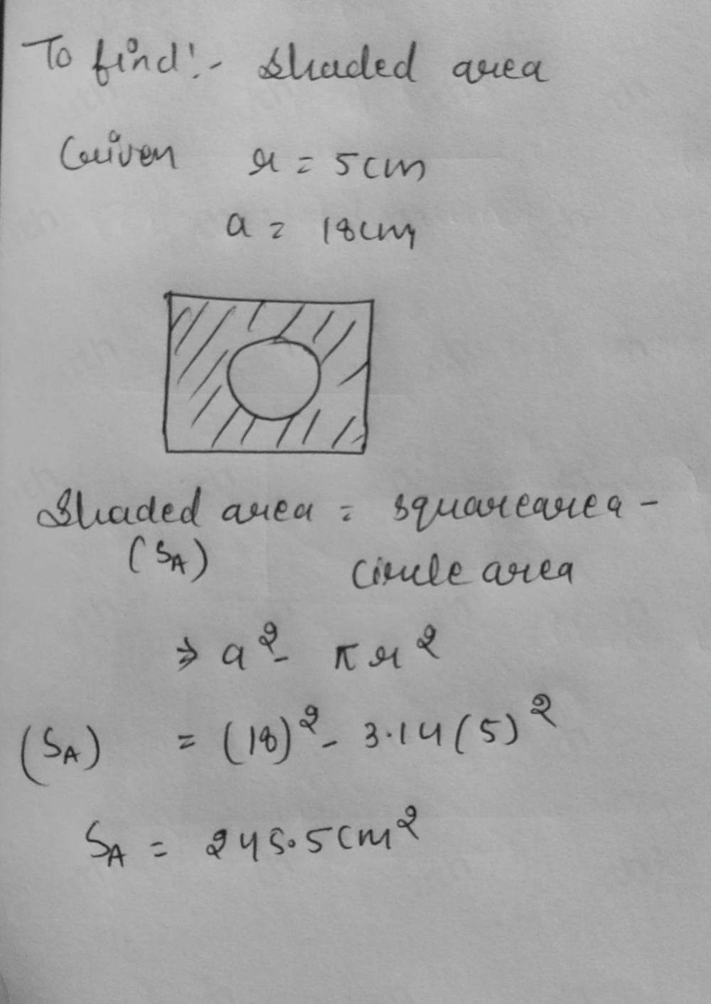 Solved: NOT TO SCALE The diagram shows a circle of radius 5cm in a ...