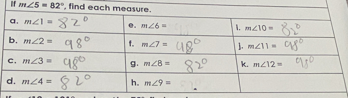 If m∠ 5=82°