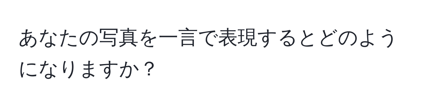 あなたの写真を一言で表現するとどのようになりますか？