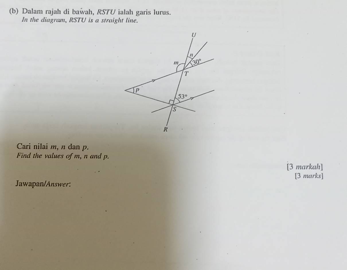 Selesai:Dalam rajah di bawah, RSTU ialah garis lurus. In the diagram ...