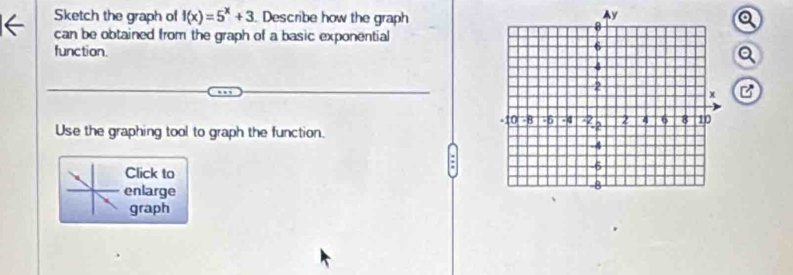 Solved: Sketch the graph of f(x)=5^x+3. Describe how the graph can be ...