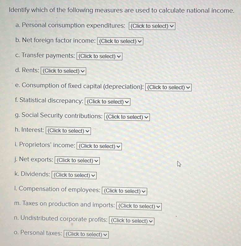 Solved: ldentify which of the following measures are used to calculate ...
