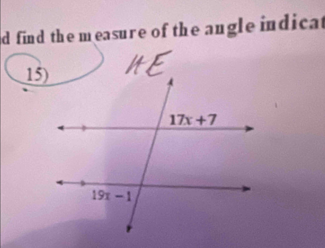 find the measure of the angle indicat