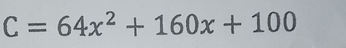 C=64x^2+160x+100