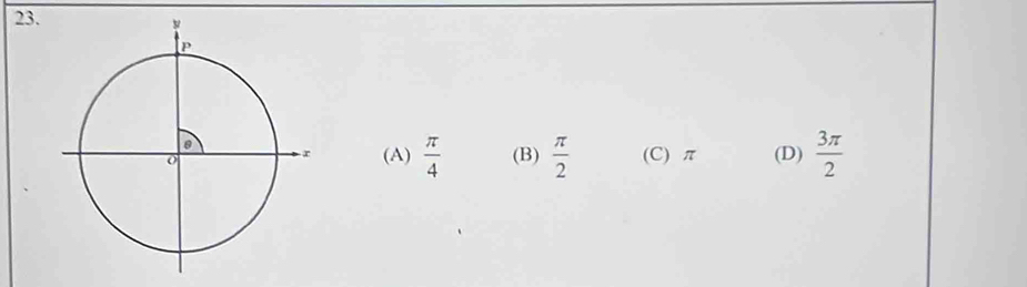 (A)  π /4  (B)  π /2  (C) π (D)  3π /2 