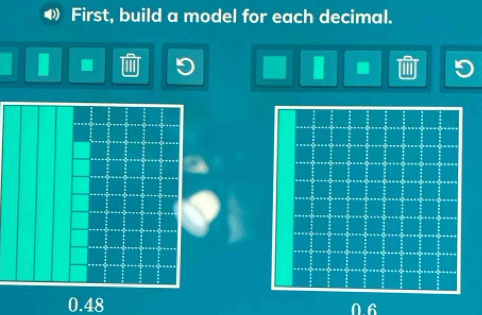 ( First, build a model for each decimal. 
) 
I 5.
0.48
6