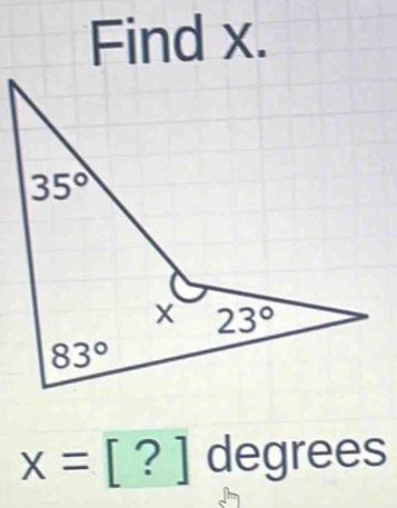 Find x.
x=[?]degrees