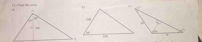 Find the area.
c)