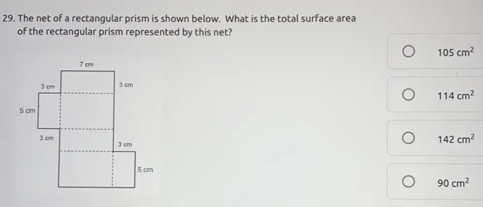 Solved: The net of a rectangular prism is shown below. What is the ...