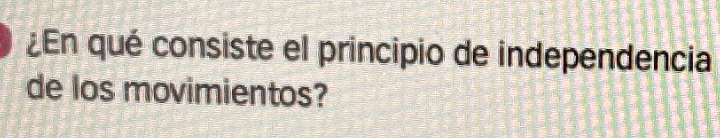 ¿En qué consiste el principio de independencia 
de los movimientos?