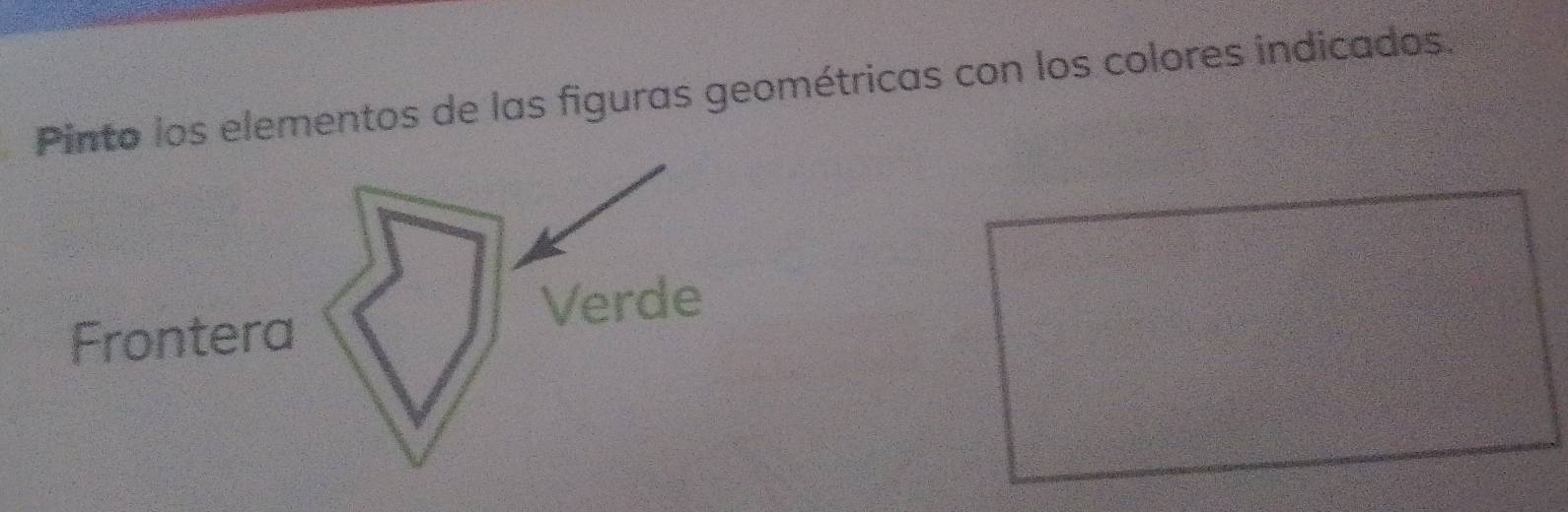 into los elementos de las figuras geométricas con los colores indicados.