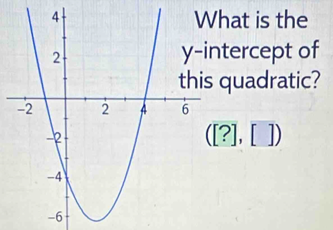 at is the 
tercept of 
quadratic?
([?],[])