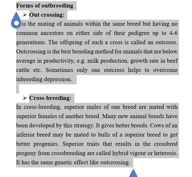 Solved: Forms of outbreeding Out crossing: Dis the mating of animals ...