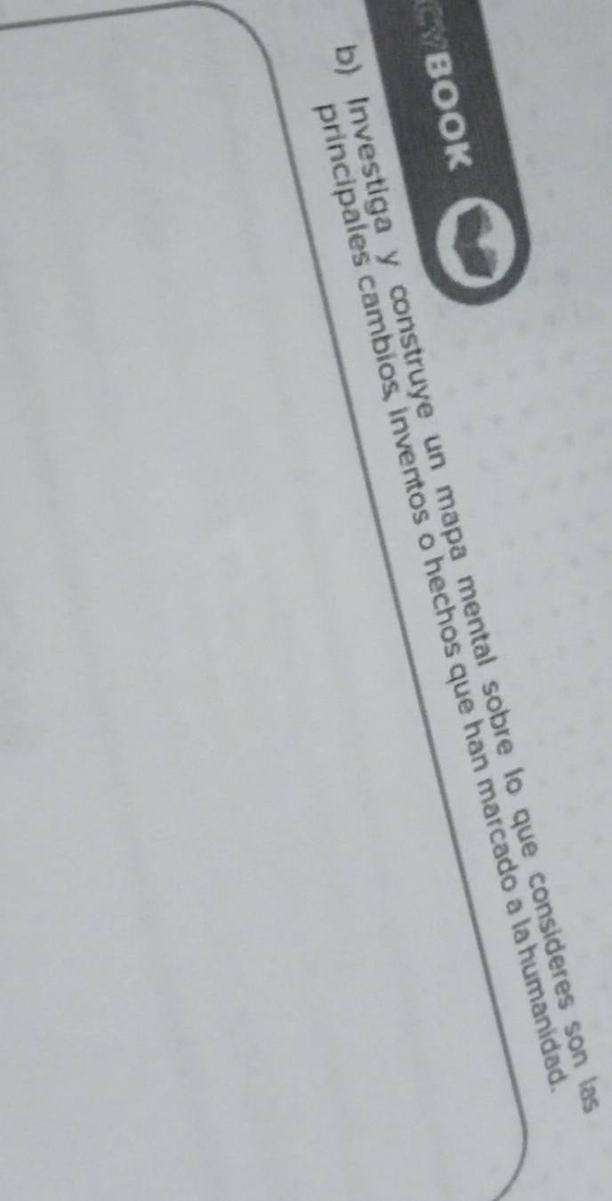 Investiga y construye un mapa mental sobre lo que consideres son la 
CYBOOK 
principales cambios, inventos o hechos que han marcado a la humanidad