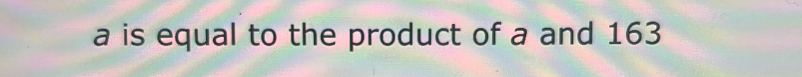 a is equal to the product of a and 163